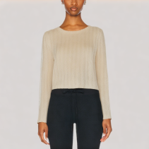 Solid Color Jacquard Long Sleeved Top