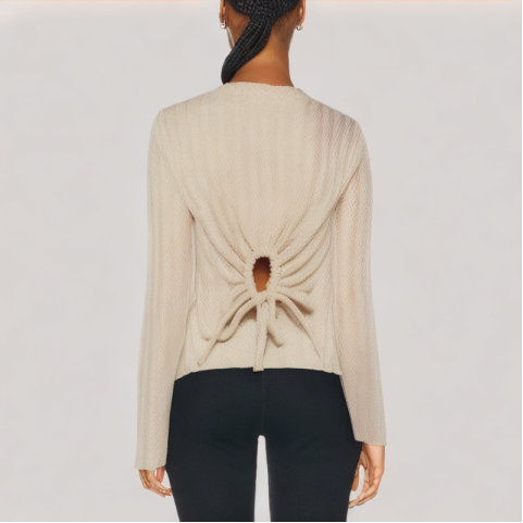 Solid Color Jacquard Long Sleeved Top