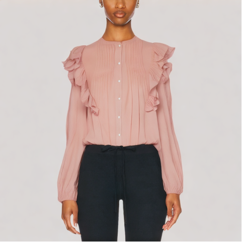 Ruffled Long Sleeved Top