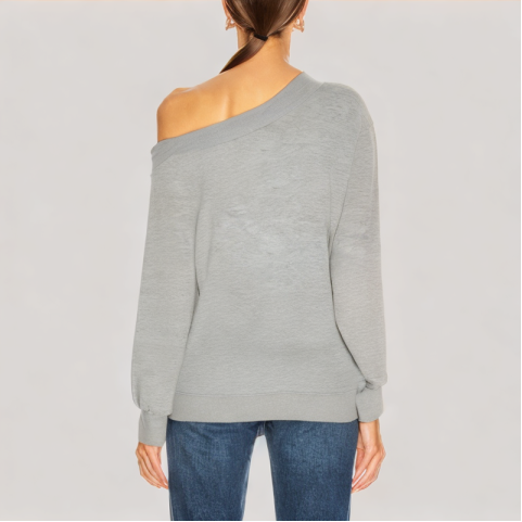Off Shoulder Long Sleeved Gray Top Off Shoulder Long Sleeved Gray Top
