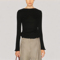 Black Flared Long Sleeved Top