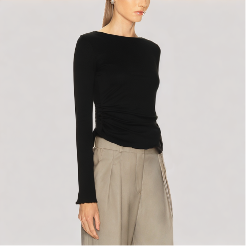 Black Flared Long Sleeved Top