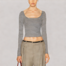 Versatile Contrast Striped Long Sleeved Top