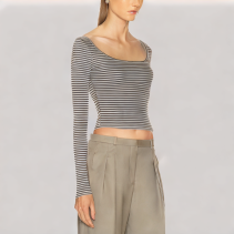 Versatile Contrast Striped Long Sleeved Top