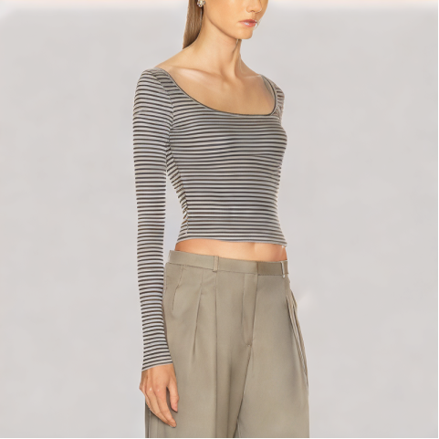 Versatile Contrast Striped Long Sleeved Top