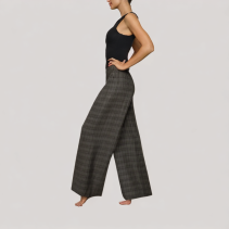 Retro Black Plaid Casual Pants