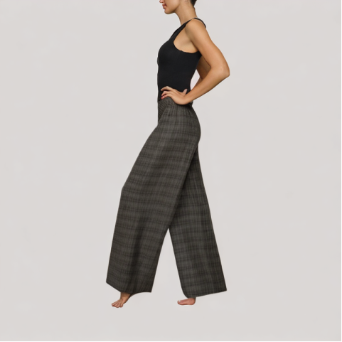 Retro Black Plaid Casual Pants