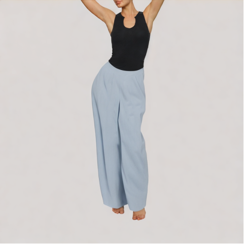 Blue High Waisted Wide Leg Pants