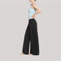 Black Elastic Waist Casual Trousers