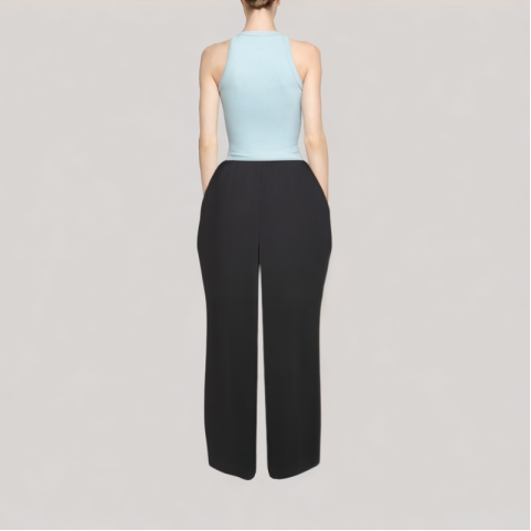 Black Elastic Waist Casual Trousers Black Elastic Waist Casual Trousers