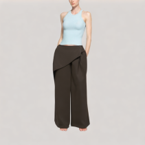 Faux Two Piece Wide Leg Pants