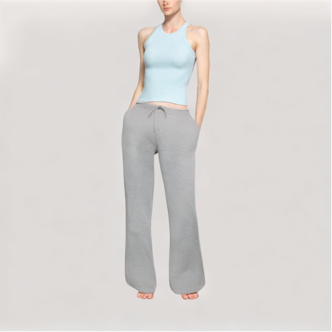 Solid Color Flared Casual Pants