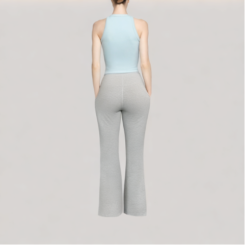 Solid Color Flared Casual Pants