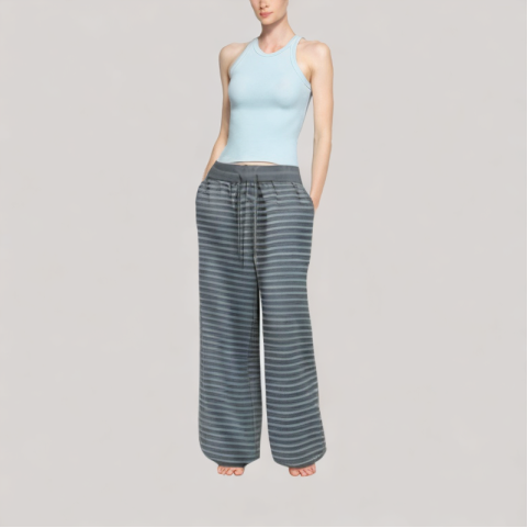 Black Striped Wide Leg Pants