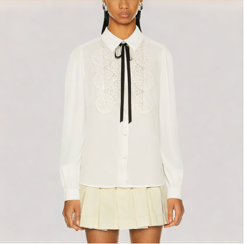 Lace Cutout Women's Shirt