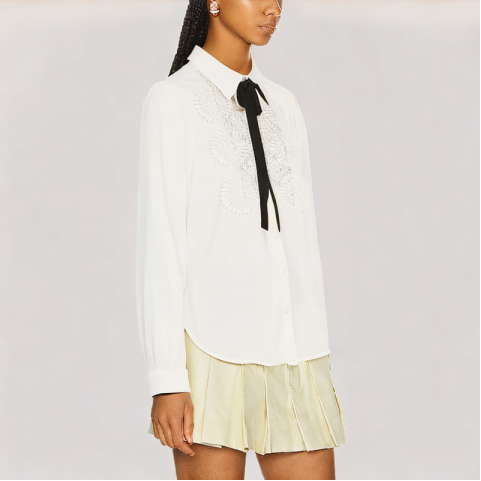 Lace Cutout Women's Shirt