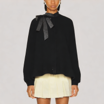 Flower Bud Bow Long Sleeved Shirt