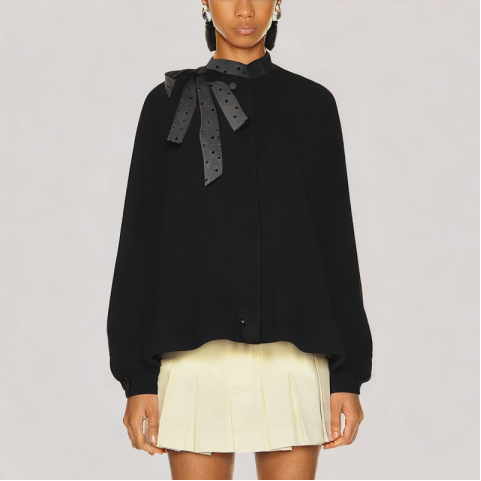 Flower Bud Bow Long Sleeved Shirt