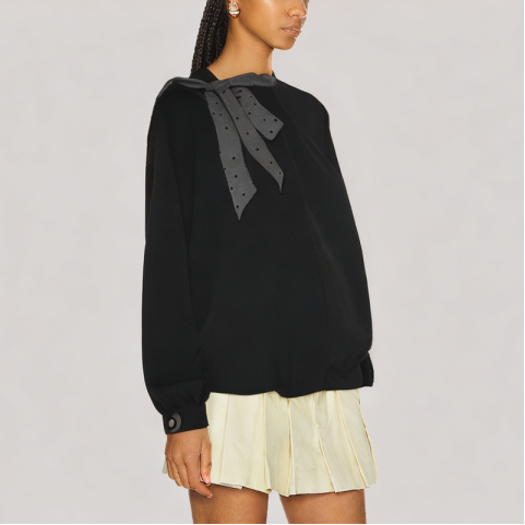 Flower Bud Bow Long Sleeved Shirt