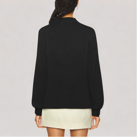 Flower Bud Bow Long Sleeved Shirt