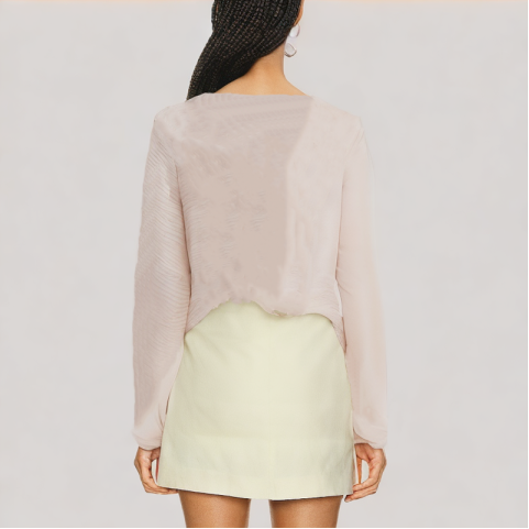 Pink Ruffled Tie Drawstring Shirt Pink Ruffled Tie Drawstring Shirt