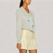 V Neck Striped Long Sleeved Shirt