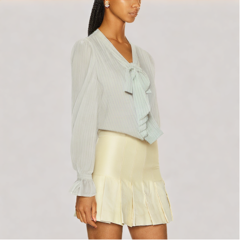 V Neck Striped Long Sleeved Shirt