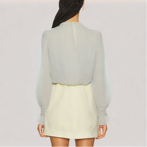 V Neck Striped Long Sleeved Shirt