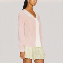 Pink V Neck Long Sleeved Shirt