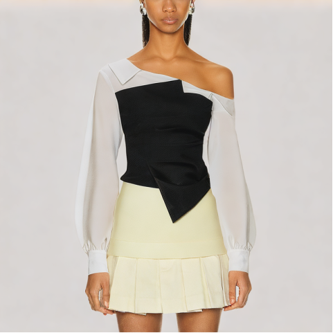 Fake Two Piece Off Shoulder Shirt