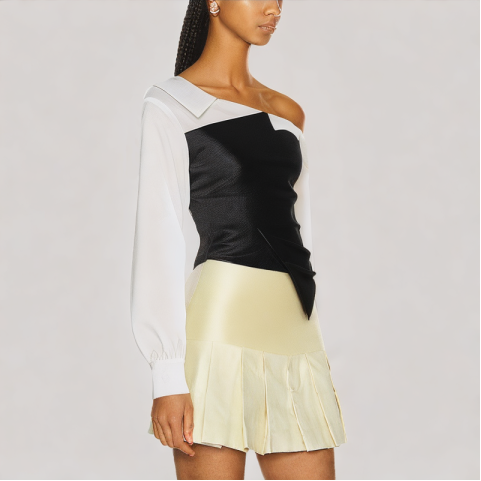 Fake Two Piece Off Shoulder Shirt Fake Two Piece Off Shoulder Shirt