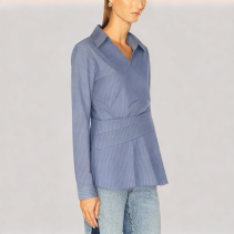 Blue and White Striped Long Sleeved Shirt