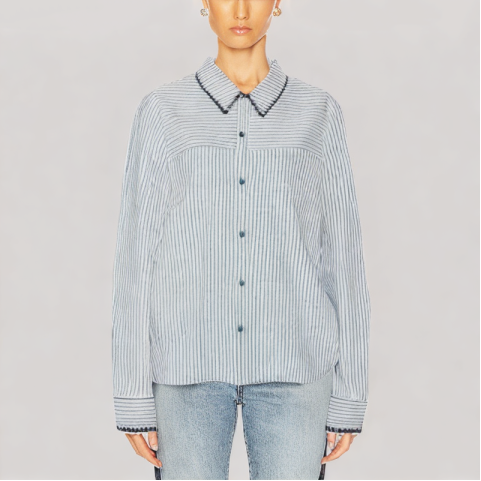 Casual Contrast Color Long Sleeve Shirt