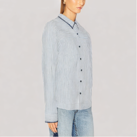 Casual Contrast Color Long Sleeve Shirt