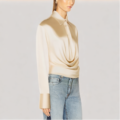 Elegant Drape Long Sleeve Shirt
