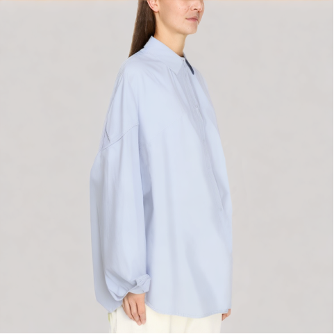 Blue Loose Fit Long Sleeved Shirt
