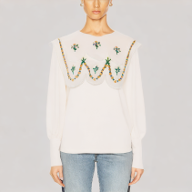 Floral Embroidered Long Sleeved Shirt