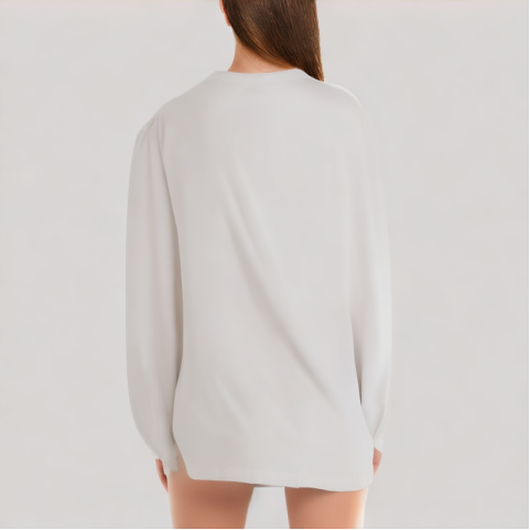 V Neck Solid Color Long Sleeved Shirt