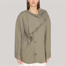 Casual Swing Collar Long Sleeved Shirt