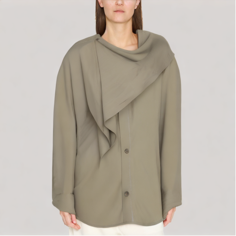 Casual Swing Collar Long Sleeved Shirt