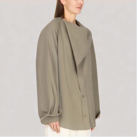 Casual Swing Collar Long Sleeved Shirt