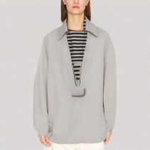 Contrast Color Striped Faux Two Piece Shirt