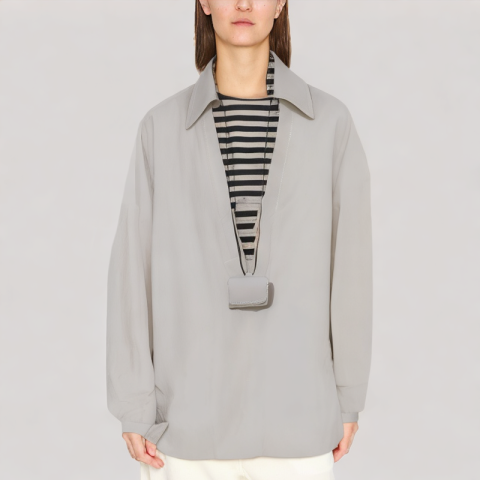 Contrast Color Striped Faux Two Piece Shirt