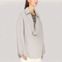 Contrast Color Striped Faux Two Piece Shirt