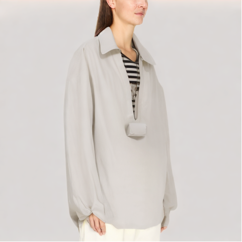 Contrast Color Striped Faux Two Piece Shirt