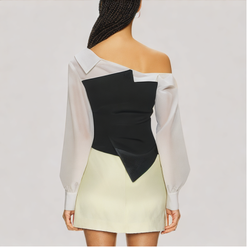 Fake Two Piece Off Shoulder Shirt Fake Two Piece Off Shoulder Shirt