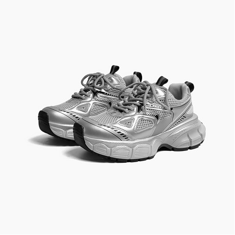 Silver Versatile Thick Sole Sneakers Silver Versatile Thick Sole Sneakers