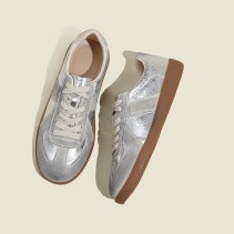 Silver Genuine Leather Casual Shoes
