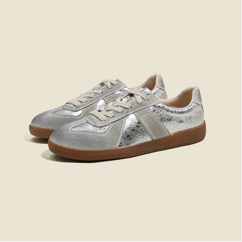Silver Genuine Leather Casual Shoes