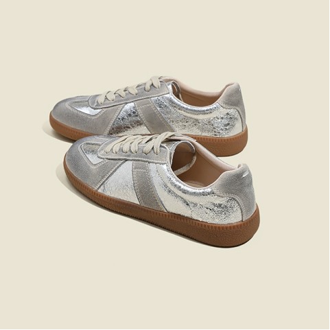 Silver Genuine Leather Casual Shoes